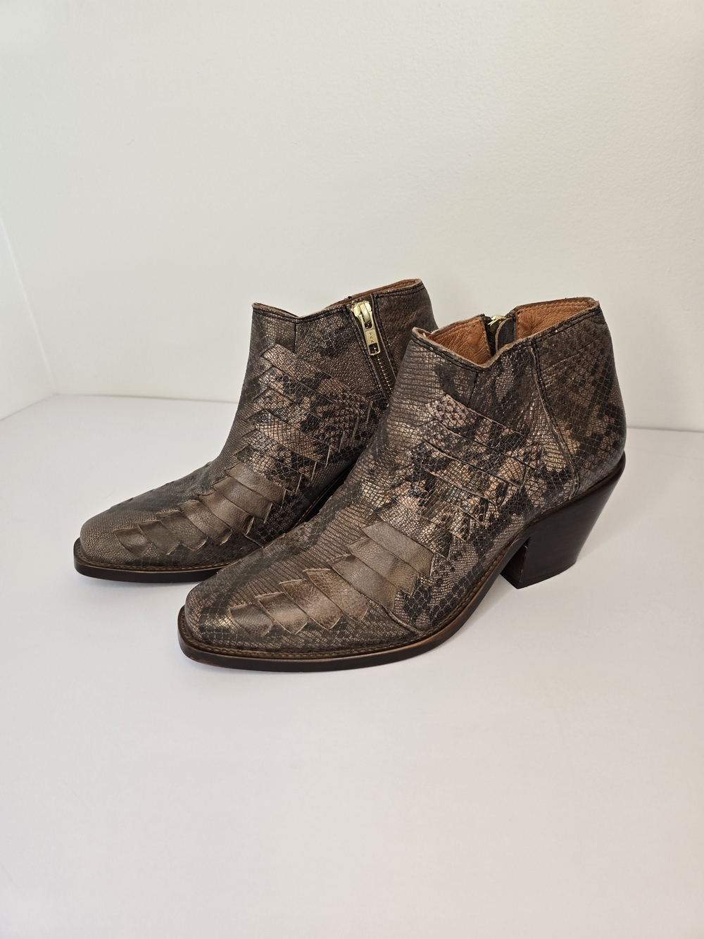 Free People Emmett Ankle Boots in Brown Snake